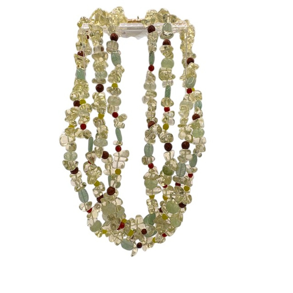 VTG Women's Multi-Strand Beaded Fashion Necklace Yellow Green Y2K